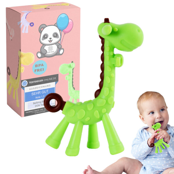 Giraffe Grün Beißring/Beißspielzeug ab 3 Monate - BPA Frei