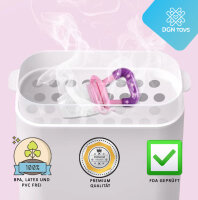 DGN Toys Fruchtsauger XXL Set für Baby ab 3 Monate BPA Frei | Fruchtschnuller | Helfer für Jede Mutter + 2 Fingerkuppen Zahnbürsten Blau